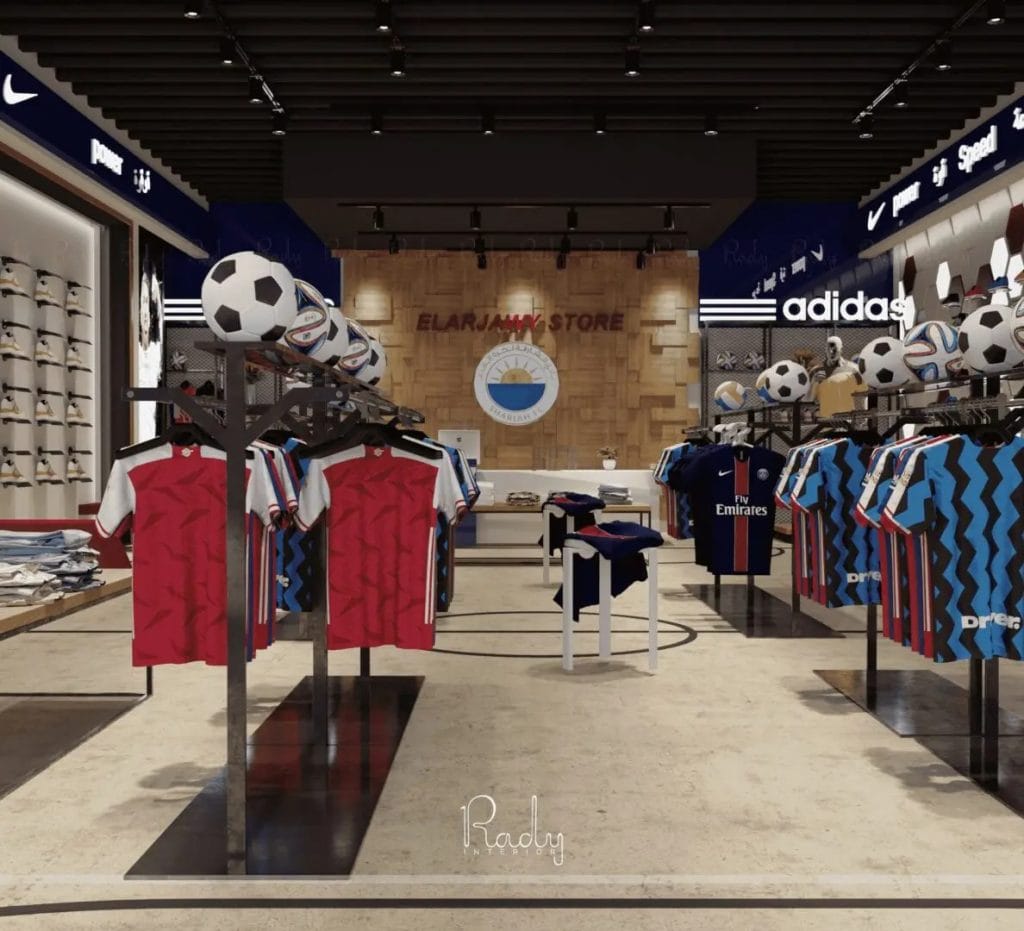 التصميم الداخلي لمتجر رياضي