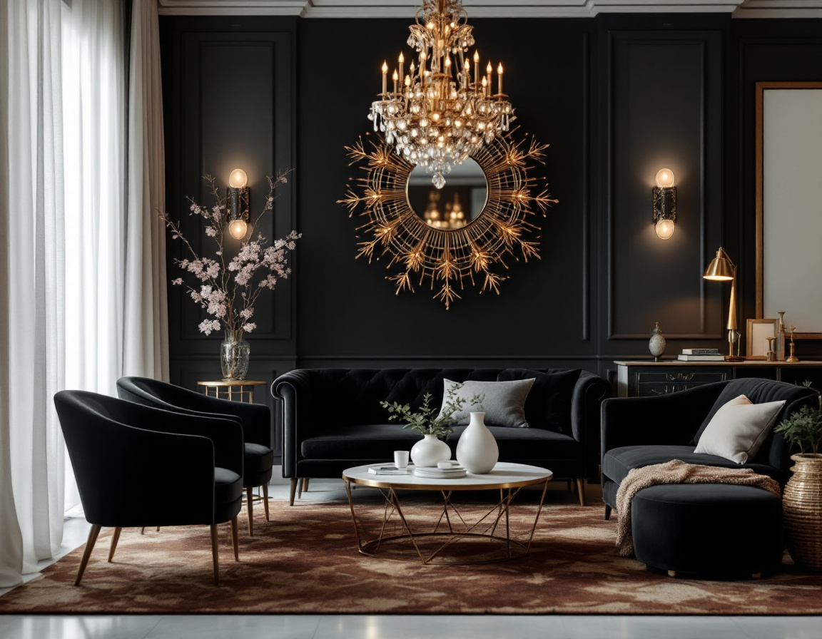 Black Living Room Designs for Luxury Homes in Dubai