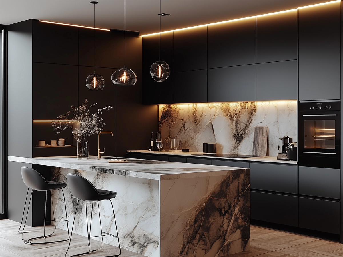 اللون الرمادي في المطبخ