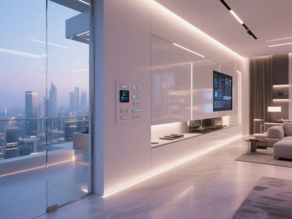 Smart home technology integration in Penthouse Interior Design Dubai with automated lighting and control systems