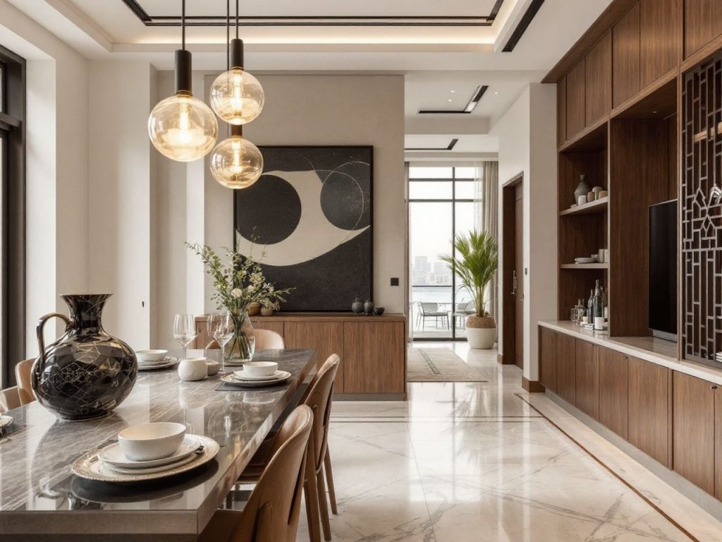 Artisan handcrafted details in Penthouse Interior Design Dubai featuring custom metalwork and traditional craftsmanship
