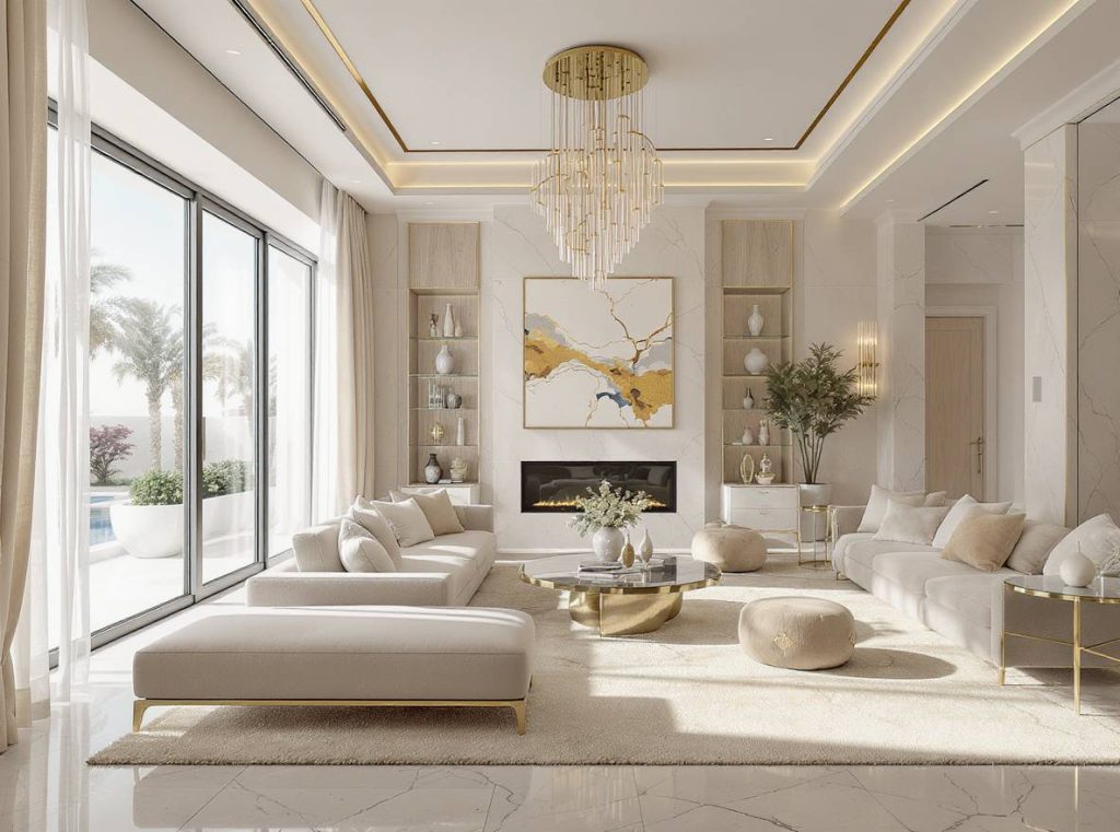 أفكار تصميم داخلي فاخرة للفلل الراقية في دبي