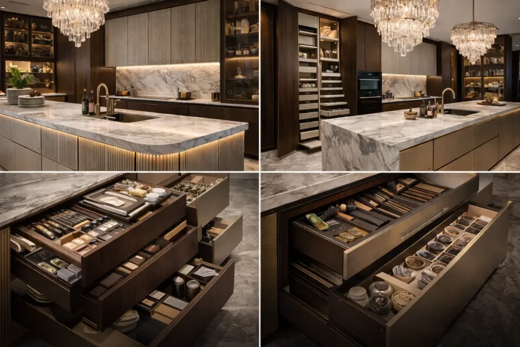 Custom bespoke kitchen joinery in a Dubai villa offering better space utilization and long-term ROI.